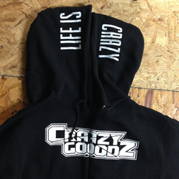 silk screen prints on custom hoodies with a print on the hood for crazygoodz