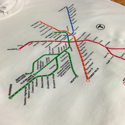 screen printed t-shirts for bostons mbta spider map